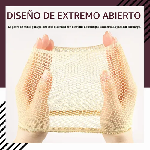 Vista 2 de FANDAMEI Red de gorras de peluca, 4 gorras de malla de malla con extremo abierto, gorra de peluca marrón claro para mujeres, gorras de malla