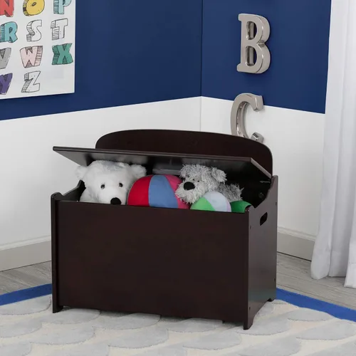 Vista 3 de Delta Children MySize Caja de juguetes de lujo, certificado Greenguard Gold, chocolate oscuro y organizador de almacenamiento de juguetes para niños