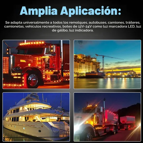 Vista 5 de 20 piezas de luces LED azules 12-24V para remolque, luces indicadoras laterales, luces de despeje delanteras y traseras con bisel cromado