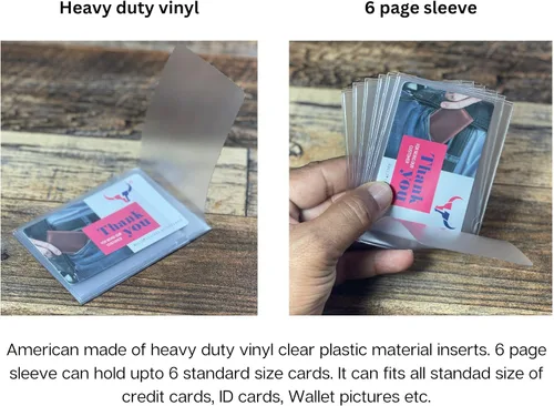 Vista 7 de Juego de 2 portatarjetas de tarjetas de crédito de vinilo resistente para tarjetas de crédito, insertos fabricados en Estados Unidos, Gris