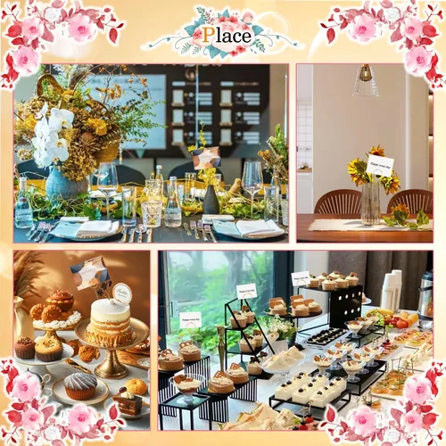 Vista 5 de 60 púas florales de alambre de metal de 13 pulgadas, soporte de tarjeta de metal para colocar tarjetas de nombre, clips de números de mesa, soporte