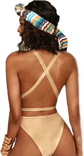 Vista 2 de Traje de baño sexy de alta calidad para mujer, de color liso, sin espalda