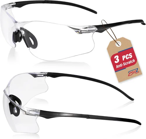 Vista 24 de Paquete de 3 lentes de seguridad tintados ámbar: lente de policarbonato antiarañazos con certificación ANSI Z87.1, protección UV para construcción