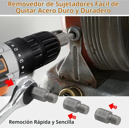 Vista 5 de Juego de extractor de tornillos de doble cabeza hexagonal multilínea extractor de tuercas