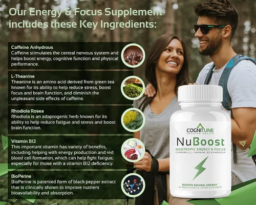 Vista 7 de Píldoras de cafeína de 100 mg con L-teanina y B12 – Energía natural + suplemento de enfoque – Píldoras de energía limpia para hombres y mujeres