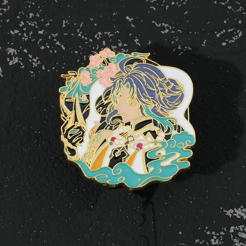 Vista 5 de Broche de pines esmaltados de la serie de juegos, colección de pines de solapa de metal para cosplay, anime Genshin Merch Keqing Xiao exquisitos