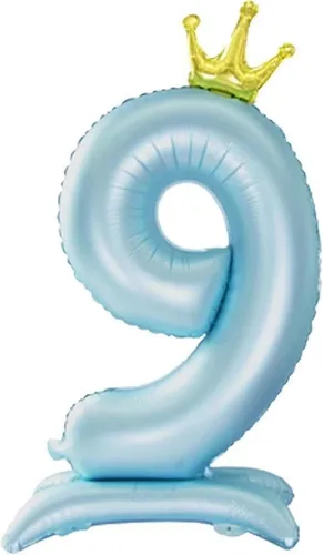 Vista 10 de Globos azules con el número 1 de 42 pulgadas con corona, globos de primer cumpleaños para niños y niñas, suministros de decoración de fiesta de Azul