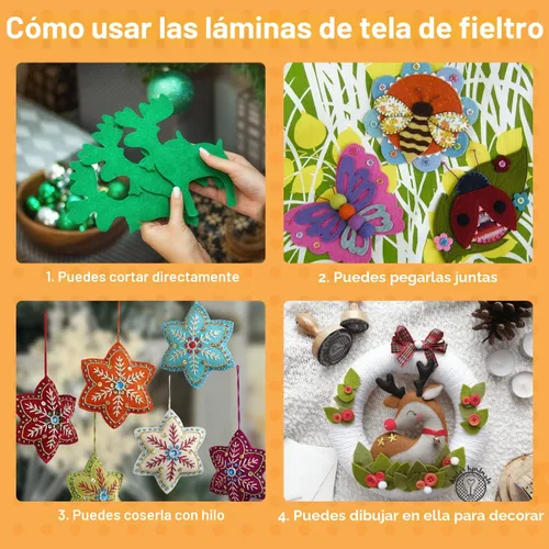 Vista 7 de Hojas de fieltro de 8 x 12 pulgadas para manualidades, 40 piezas hojas de tela cuadradas, paquete de colores surtidos no tejidos, 1mm de grosor