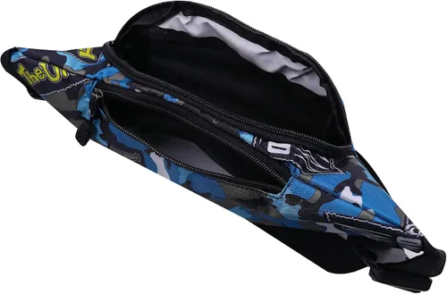Vista 5 de AIBEARTY Riñonera para niños pequeños, de camuflaje, con correa ajustable, para deportes, correr, campamento, viajes, B-AZUL