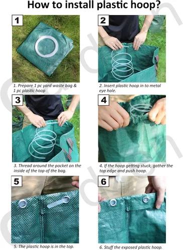 Vista 3 de Gardzen Paquete de 3 bolsas de jardín de 32 galones – Bolsas de jardinería reutilizables y resistentes, bolsa de residuos de hojas de jardín