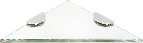 Vista 3 de Spancraft Glass HRC6TR-BR - Estante de ducha de vidrio triangular con abrazadera media redonda, soporte de níquel cepillado, 6 pulgadas