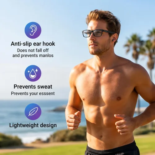 Vista 9 de Gafas inteligentes mejoradas con IA con cámara, video 4K de 8MP