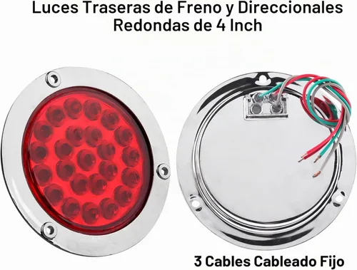 Vista 7 de Kit de 6 luces traseras LED redondas de 4 pulgadas para remolque, 4 rojas + 2 blancas de 4 pulgadas, luces LED redondas para parar, girar, marcha