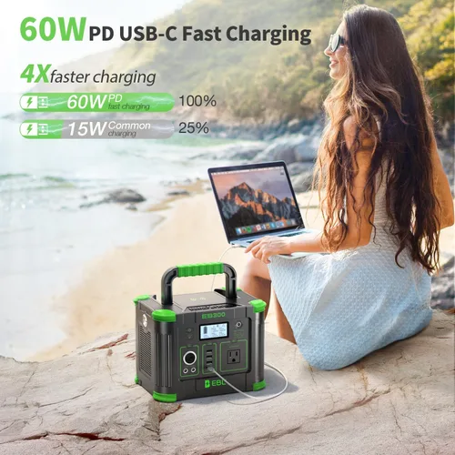 Vista 3 de EBL Generador solar portátil de la central eléctrica de 330W 288.6Wh para Verde