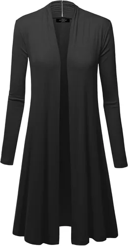 Vista 4 de Made By Johnny Women's Solid Long Sleeve Open Front Drape Long Cardigan Duster - Comfortable & Stylish Outerwear