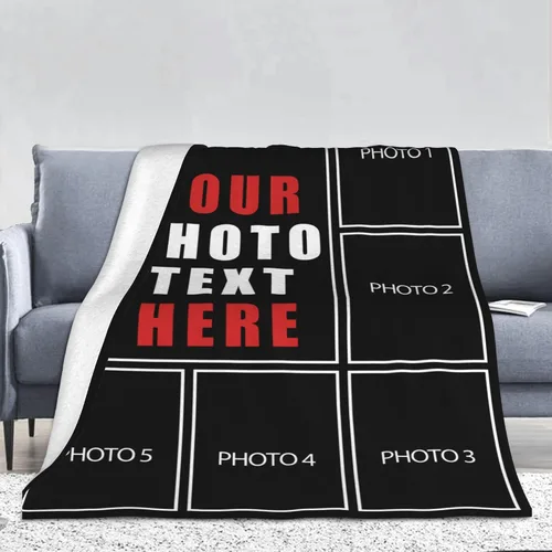 Vista 11 de Manta personalizada con fotos, texto, Manta de franela personalizada con imagen, para regalos de cumpleaños de adultos o niños, Navidad, Noche