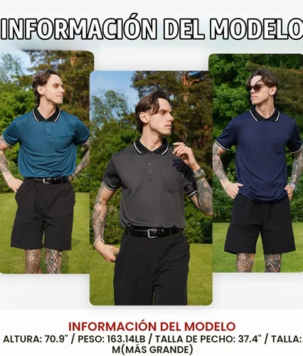 Vista 2 de GEEK LIGHTING Paquete de 3 camisas polo de manga corta con bolsillo para Negro Gris Armygreen