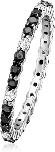 Vista 3 de Ross-Simons 0.50 ct. t.w. Black and White Diamond Eternity Band in 14kt White Gold