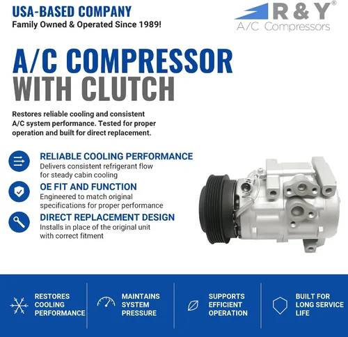 Vista 2 de Compresor de CA RYC FG120 - Compatible con Kia Sedona 2006-2009, Sorento 2007-2009, Entourage 2007-2009