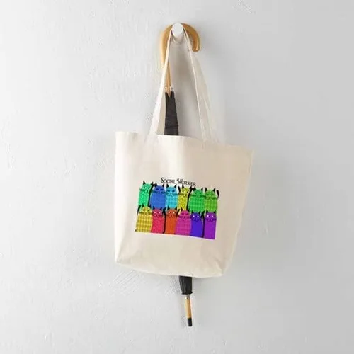 Vista 5 de CafePress Social Worker Cats Horizi - Bolsa de lona natural bolsa de compras