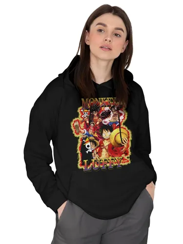 Vista 5 de KNIKIY Anime Hoodie Men and Women Luffy Zoro Black Unisex Anime Sweater Hooded Pullover for Adult and Teenager