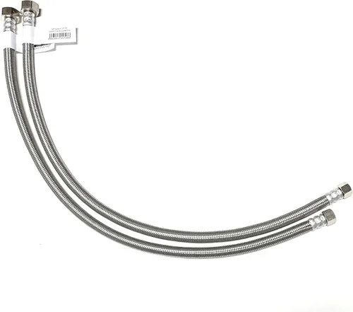 Vista 6 de Conector de línea de suministro de agua para grifo de acero inoxidable trenzado, línea de suministro para grifo - rosca de compresión hembra de 3/8