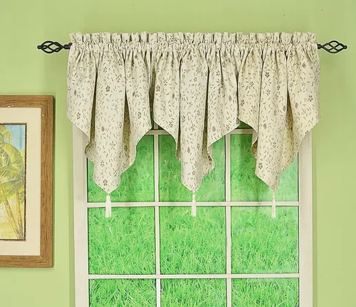 Vista 23 de Today's Curtain Madison - Cenefa reversible con botones, 20 pulgadas de largo, color burdeos