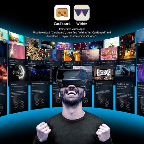 Vista 5 de VR Headset with Controller VR Glasses Compatible with 50-70inches iPhone Android 3D HD Virtual Reality Headset with Anti-Blue Light Eye Protected