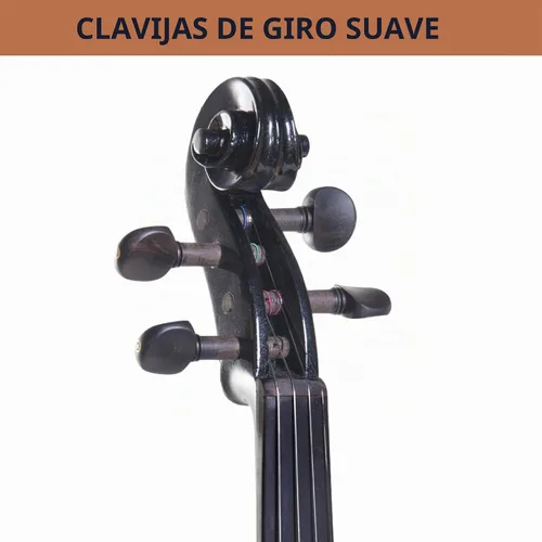 Vista 2 de Violín eléctrico silencioso de madera sólida con accesorios de ébano Cecilio CEVN Style 2, Negro, Full-talla Recorte - Negro