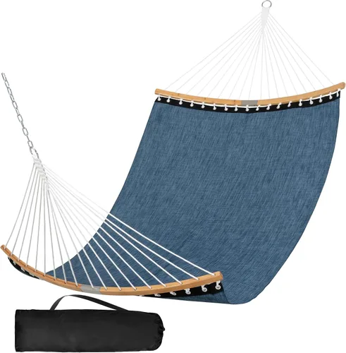 Vista 9 de SUNCREAT Hamacas para exteriores con barra separadora, hamaca portátil junto a la piscina para exteriores con bolsa de transporte, color café