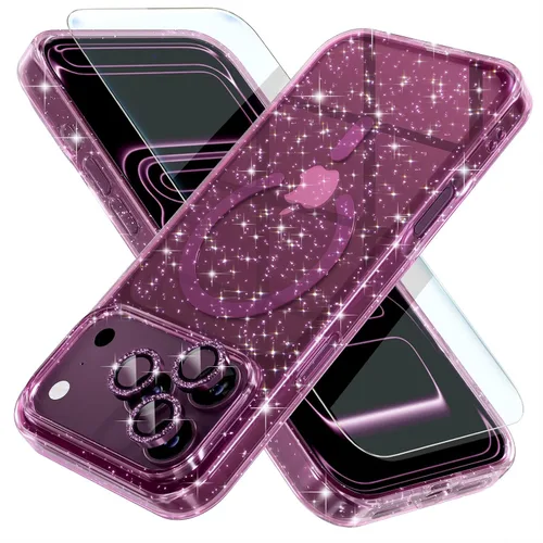 Vista 46 de Choiche Funda para iPhone 15 Pro Max compatible con MagSafe, color negro Purpurina negra