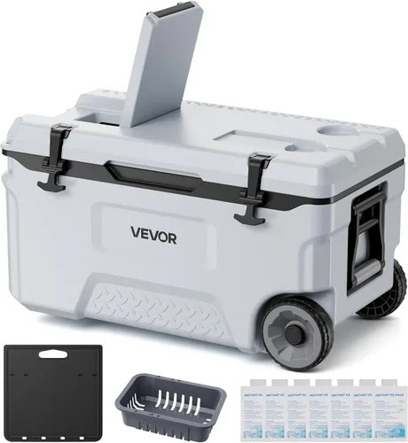 Vista 11 de VEVOR Enfriador portátil, enfriador duro con retención de hielo, asas y correa de alta resistencia, material rígido ligero, aislado, portátil