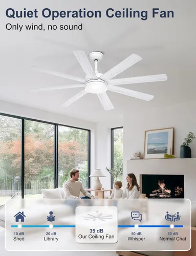 Vista 5 de Ventilador de techo blanco de 60 pulgadas con luces