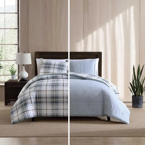 Vista 9 de Eddie Bauer - Juego de edredón twin, ropa de cama reversible a cuadros con funda a juego, peso medio para uso durante todo el año, artículos Aliso