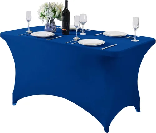 Vista 132 de Mantel de elastano para mesa de 6, 4 o 8 pies, universal, ajustable, para fiestas, banquetes, bodas y eventos, color verde manzana