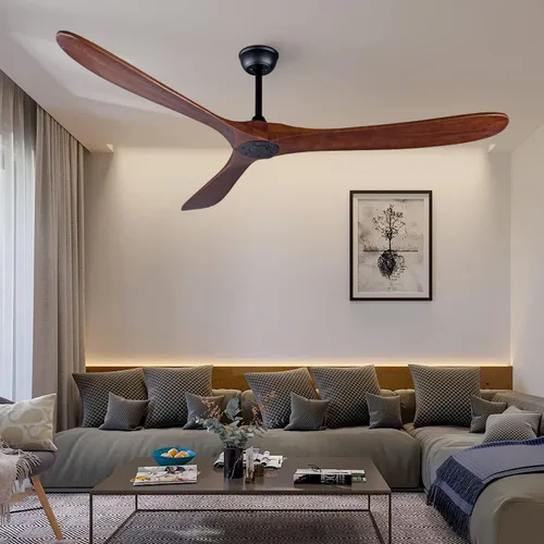 Vista 7 de Ventilador de techo de sala de estar de 70 pulgadas, ventilador de techo de dormitorio con control remoto, 2 varillas bajantes, motor CC reversible