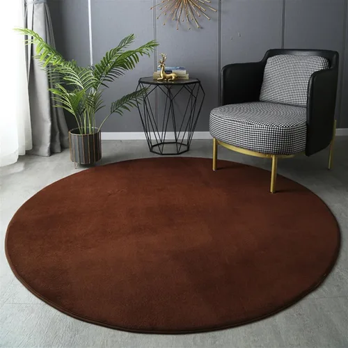 Vista 9 de Alfombra redonda sólida gruesa antideslizante, alfombra de felpa suave y esponjosa para sala de estar, dormitorio, habitación de los niños, Beige
