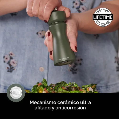 Vista 4 de Cole & Mason Kenton - Molinillo de sal y pimienta, molinillo manual recargable con mecanismo de cerámica ajustable, accesorio de comedor para Oliva