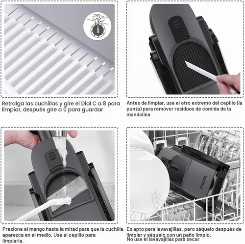 Vista 5 de Cortadora de mandolina segura ajustable 5 en 1 para cocina con cuchillo de Black Knight