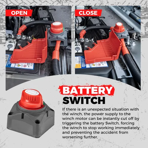 Vista 12 de RUGCEL WINCH Cabrestante EMCP de 12V 13500lb Nuevo Cabrestante Eléctrico Impermeable de Cuerda Sintética para Jeep con Hawse Fairlead, Control