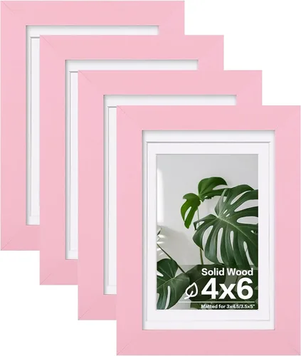 Vista 32 de Egofine - Marcos de fotos de 4 x 6 pulgadas (4 unidades) cubiertos por plexiglás, para fotos de 3 x 4.5 pulgadas / 3.5 x 5 pulgadas con paspartú