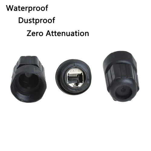 Vista 4 de 5 unids M25AP2 blindado RJ45 impermeable Cat5/5e/6 8P8C conector IP67 Ethernet LAN cable conector doble cabeza al aire libre LAN acoplador adaptador