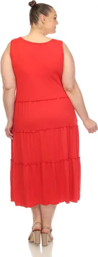 Vista 3 de Vestido midi escalonado con cuello redondo y talla grande para mujer