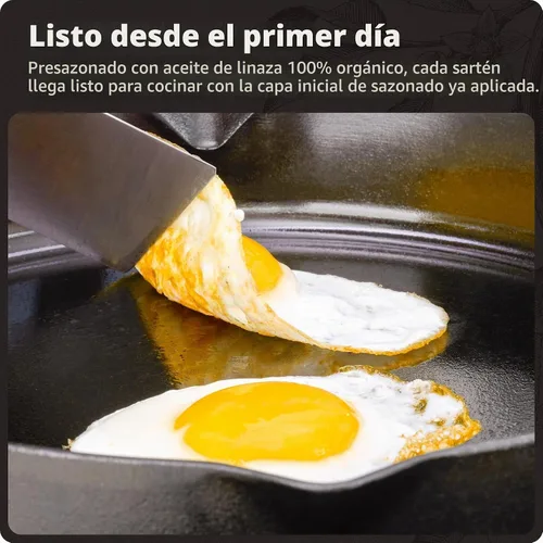 Vista 3 de Greater Goods Sartén de hierro fundido de 10 pulgadas, superficie lisa