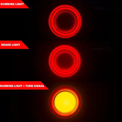 Vista 2 de FATECIM 2 luces traseras LED para motocicleta, intermitentes, luces de freno con visera, luces traseras de motocicleta, intermitentes traseros