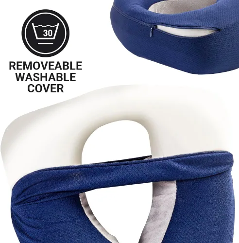 Vista 6 de Go Travel American Dreamer, almohada de viaje de lujo, almohada de cuello de espuma viscoelástica Adjustable Front Closure, Ideal for Airplane