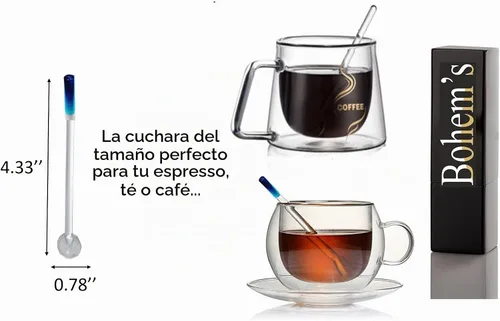 Vista 3 de Demitasse - Cucharas de café expreso, mini cuchara de café, cucharas pequeñas de vidrio de 4.33 pulgadas para té, cuchara mezcladora de varilla