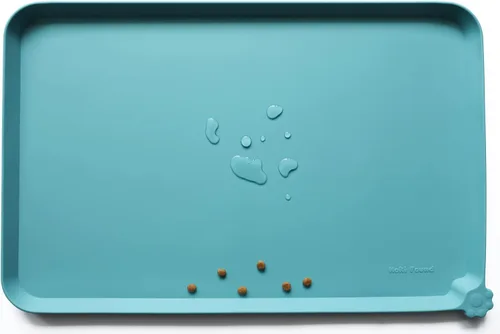 Vista 16 de Hoki Found - Bandeja de silicona para comederos de perros y gatos, tapetes impermeables para comida y agua, color caramelo