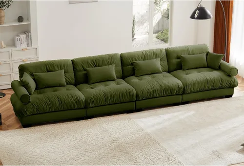 Vista 8 de Otomana beige para sofá modular modular, sofá individual, asiento otomano para sofá modular convertible, sofás de terciopelo para sala de estar