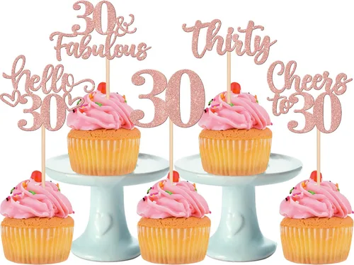 Vista 31 de 30 piezas de adornos para cupcakes de 12 cumpleaños feliz, brillantes doce, hola 12, felicitaciones a 12 años, adornos para cupcakes, 12